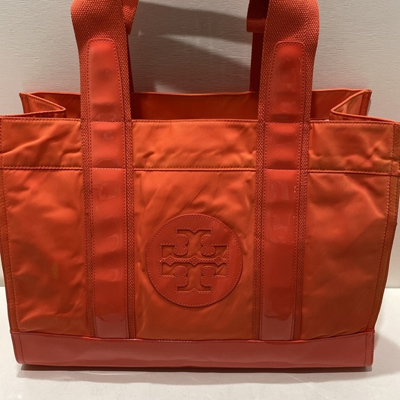 TORY BURCH Orange Nylon/ Patent Leather Tote - Picture 3 of 14